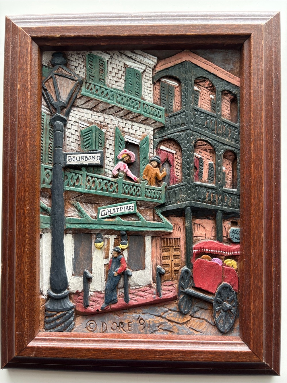 3D Street Scene Wall Plaque - Colorful Relief Art Vintage Style